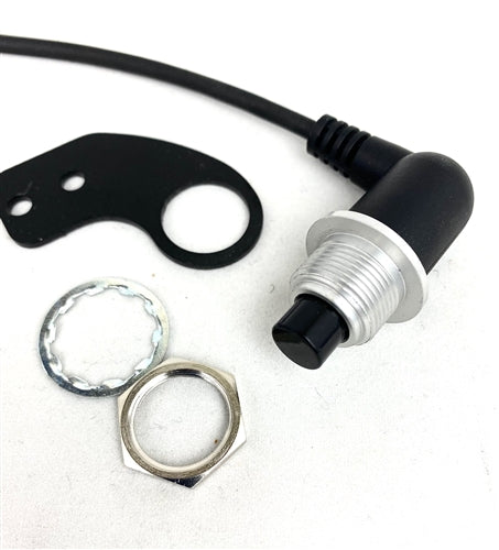 Push-to-talk button with mounting plate, lock washer and nut